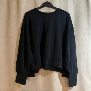 Torrid FESTI French Terry Crew Neck Split Hem Oversized Sweatshirt Vintage Black